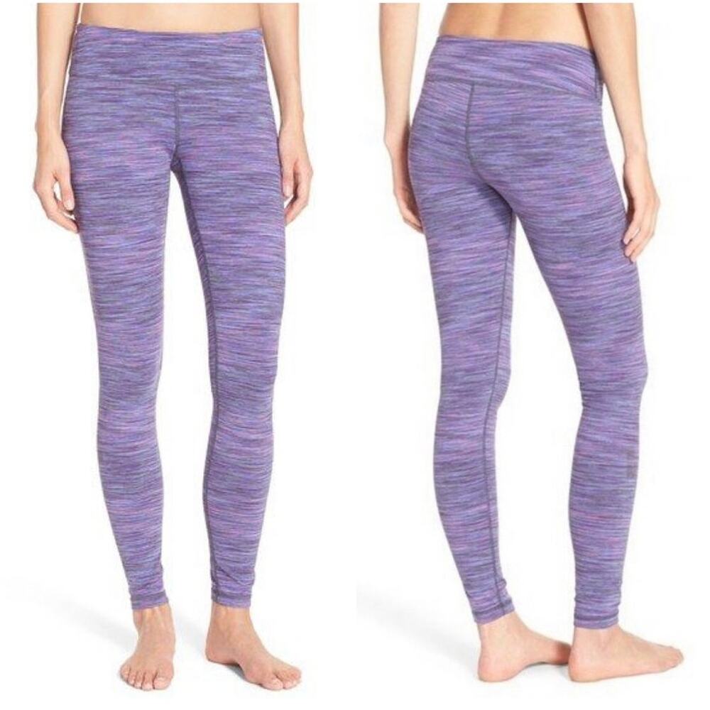 ZELLA Space Dyed Athletic Ankle Leggings Stretch Mid Rise Purple Multi Size XS